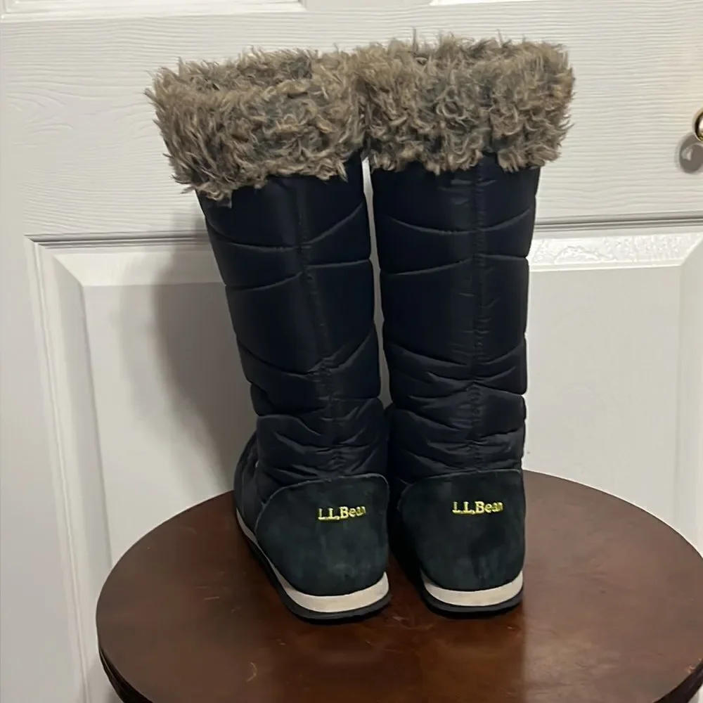 🔥🔥 L.L. Bean 284883 Carrabassett Fur Lace-Up Knee High Snow Boots‎ Women Sz 9M